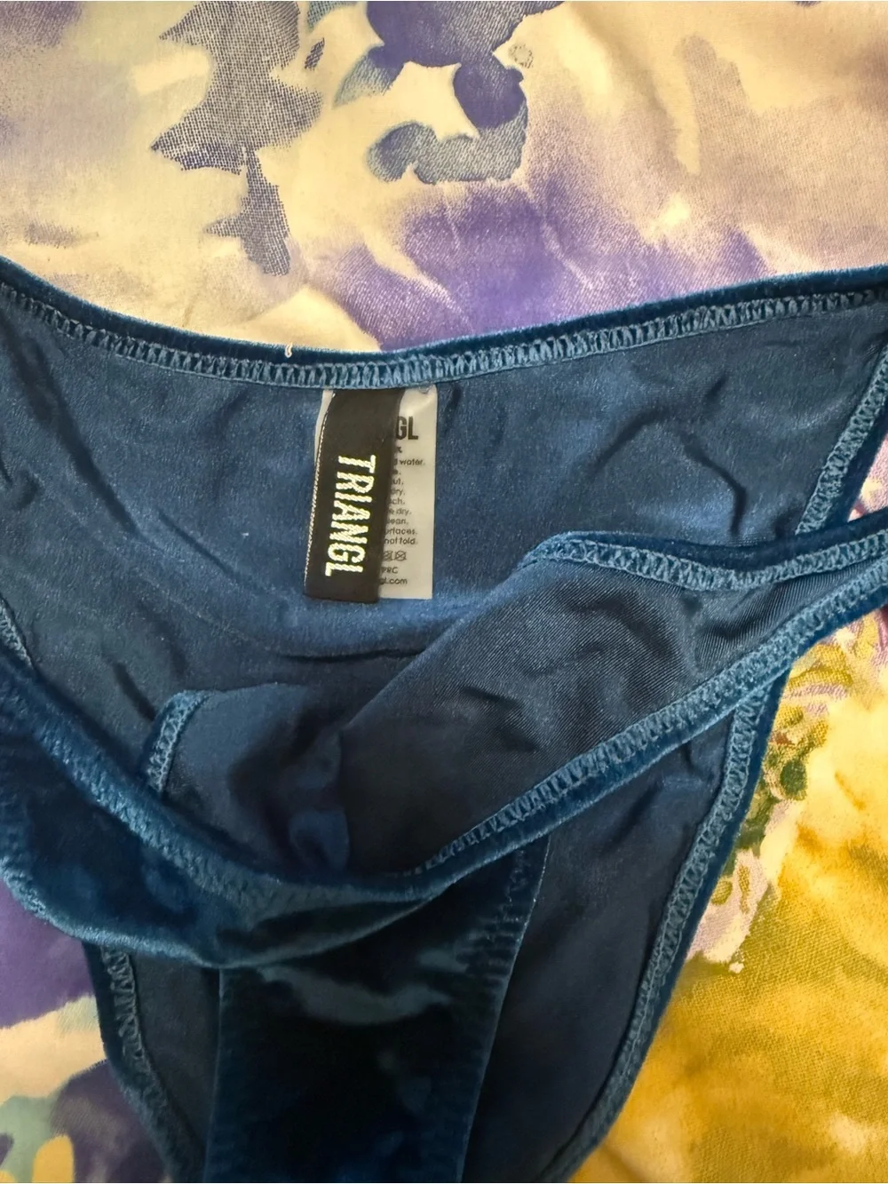 triangl swimwear Velvet Triangle Bikini Top in Deep Blue